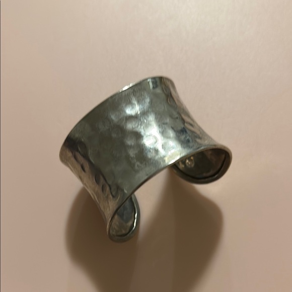 Silver Hammered Cuff Bracelet - Picture 2 of 4